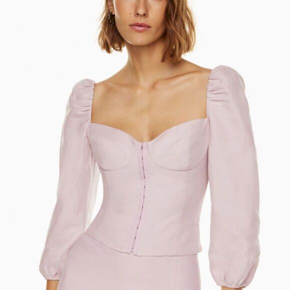 Aritzia Tops - Aritzia Wilfred Muse Linen Corset Blouse Lilac Purple- Size Small